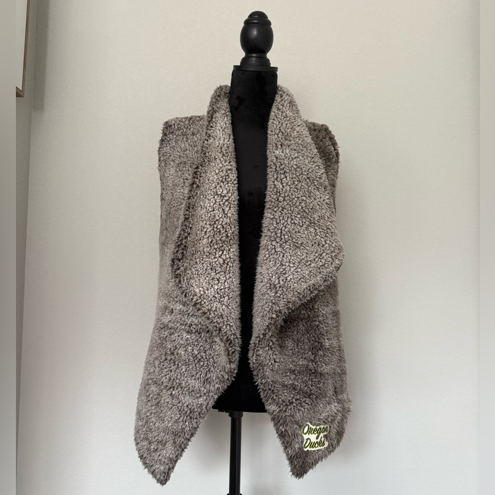 Summit Sportswear Fuzzy Brown / Gray Vest size Medium Oregon Ducks